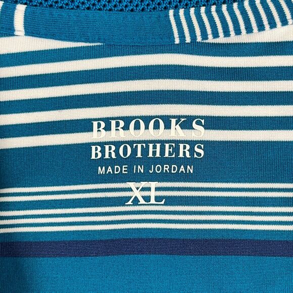 Brooks Brothers Shirt Men Extra Large Blue Polo Golf Career Casual Rugby Striped - Picture 6 of 11